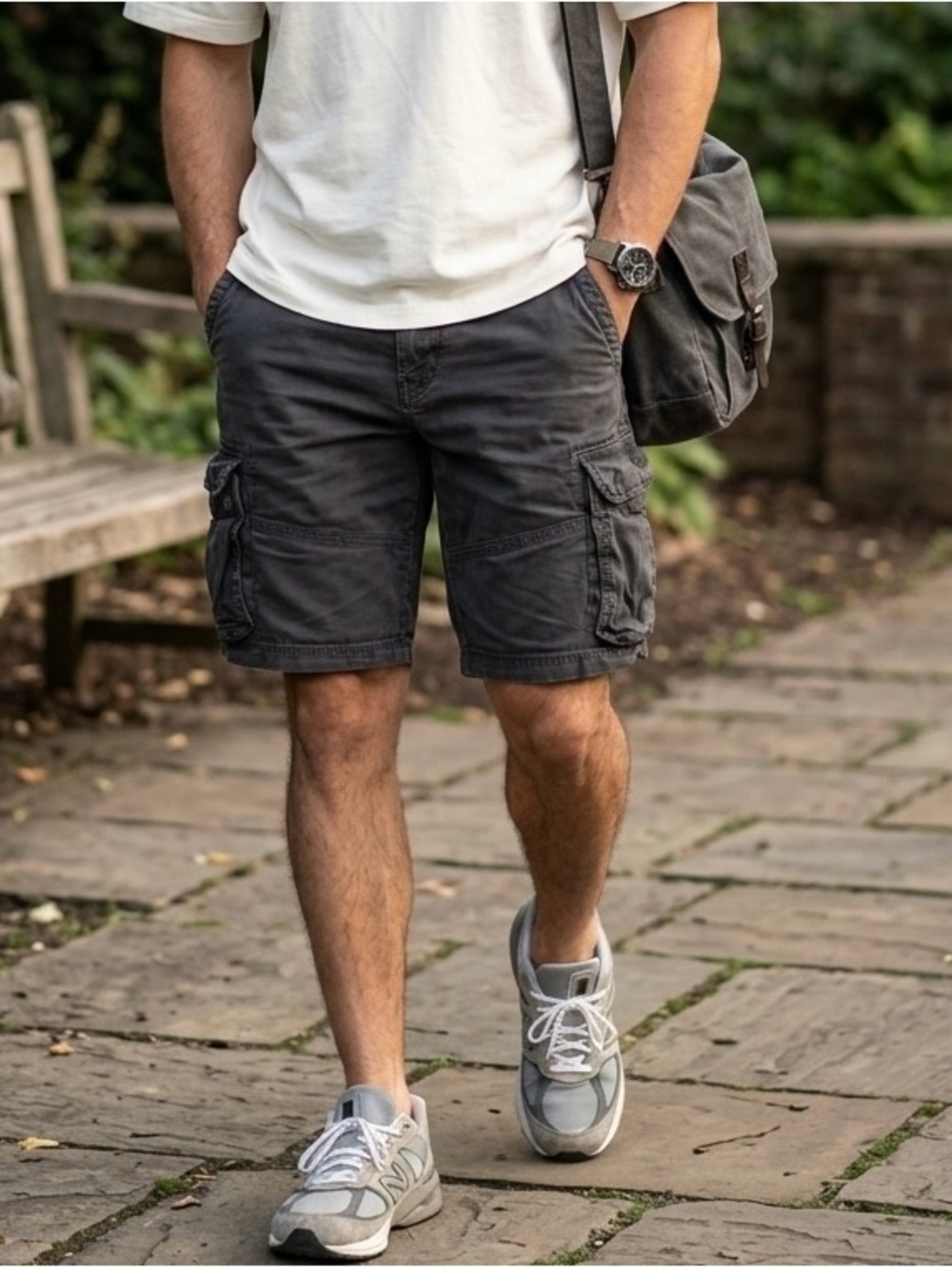 Anerican Eagle Men's Cargo Utility Rugged Shorts in Charcoal Casual Shorts. 36
